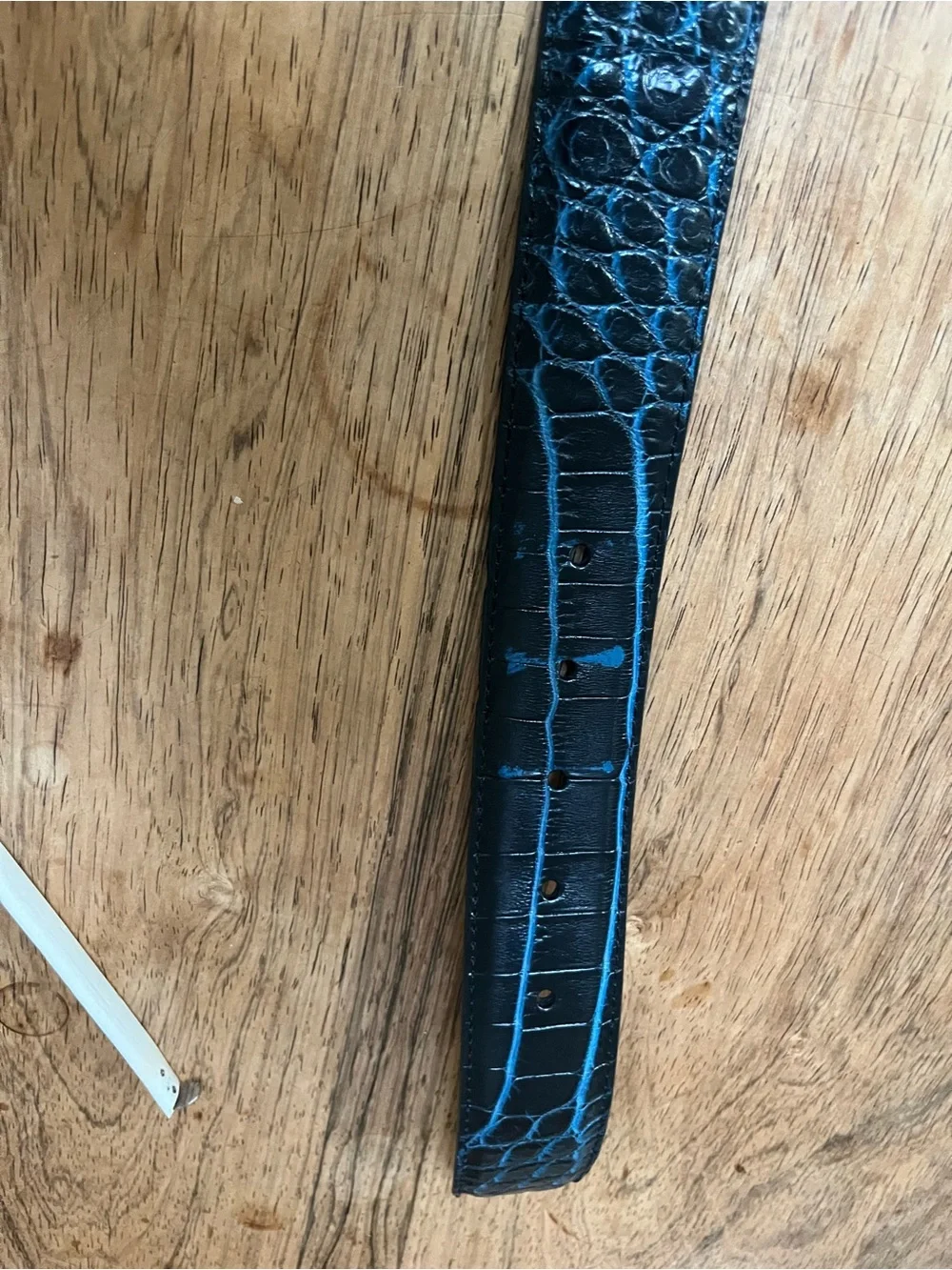Pat Areias Navy Blue Crocodile Belt Strap
